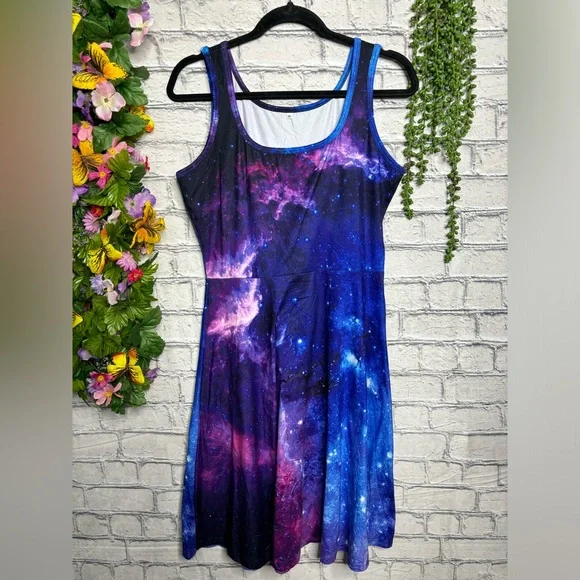 Print Dress Amazon Galaxy Dress Galaxy UV Glow Halter Skater Dress